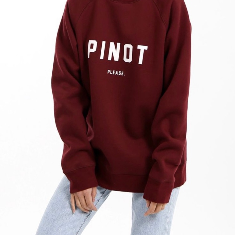 Brunette The Label “Pinot Please” burgundy crewneck sweatshirt Size M/L